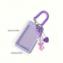 2D Durable ABS Card Holder - Portable Keychain Design - Cute Heart Pendant - Can Store ID Cards, Credit Cards, Etc. - Campus Card Gift And Student Applicable - Perfect Holiday Gift - Multiple Styles - View 3