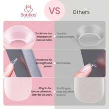 Beetles Soft Gel Nail Tips Short Almond 288pcs In 12 Sizes, Etch-X Pre-Etched Full Cover Acrylic Fake Nails Art - Coffin Extra Short 576pcs (Etch X Nail Tips ) - 查看 5