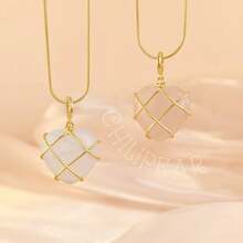 1件波西米亚风不锈钢女士心形扭纹吊坠项链，时尚精致锁骨链，适合夏季海滩度假，百搭 - 彩色 - 查看 1