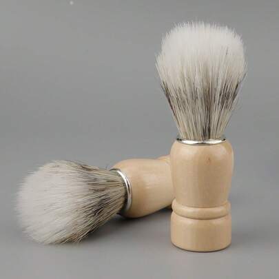 Cọ cạo râu, cọ trang điểm 1 cái, cán gỗ, lông cứng, dùng cho salon tóc, tiệm cắt tóc, tạo bọt xà phòng, dụng cụ làm sạch da mặt cho nam giới.