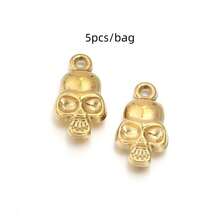 5个/包 不锈钢万圣节骷髅吊坠，趣味时尚项链手链耳环DIY饰品配件，万圣节氛围饰品吊坠 - 骷髏吊墜 - 查看 9