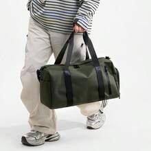 1 pieza Bolsa deportiva de gran capacidad y unicolor, con compartimento para separar lo húmedo y lo seco, adecuada para deportes en interiores, campamento al aire libre, bolsa de viaje con correa para el hombro y bandolera, bolsa de viaje de alta calidad para trayectos cortos, bolsa unisex de hombro y bandolera, bolsa deportiva y de fitness con separación de húmedo y seco, bolsa de natación - Multicolor - Ver 3