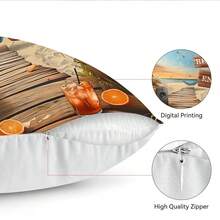 4pcs Beach & Seascape Printed Velvet Pillow Covers, 100% Polyester, Living Room Sofa Bedroom Decor, No Pillow Insert, 40x40cm/45x45cm/50x50cm - Beach and Seascape Theme - View 11