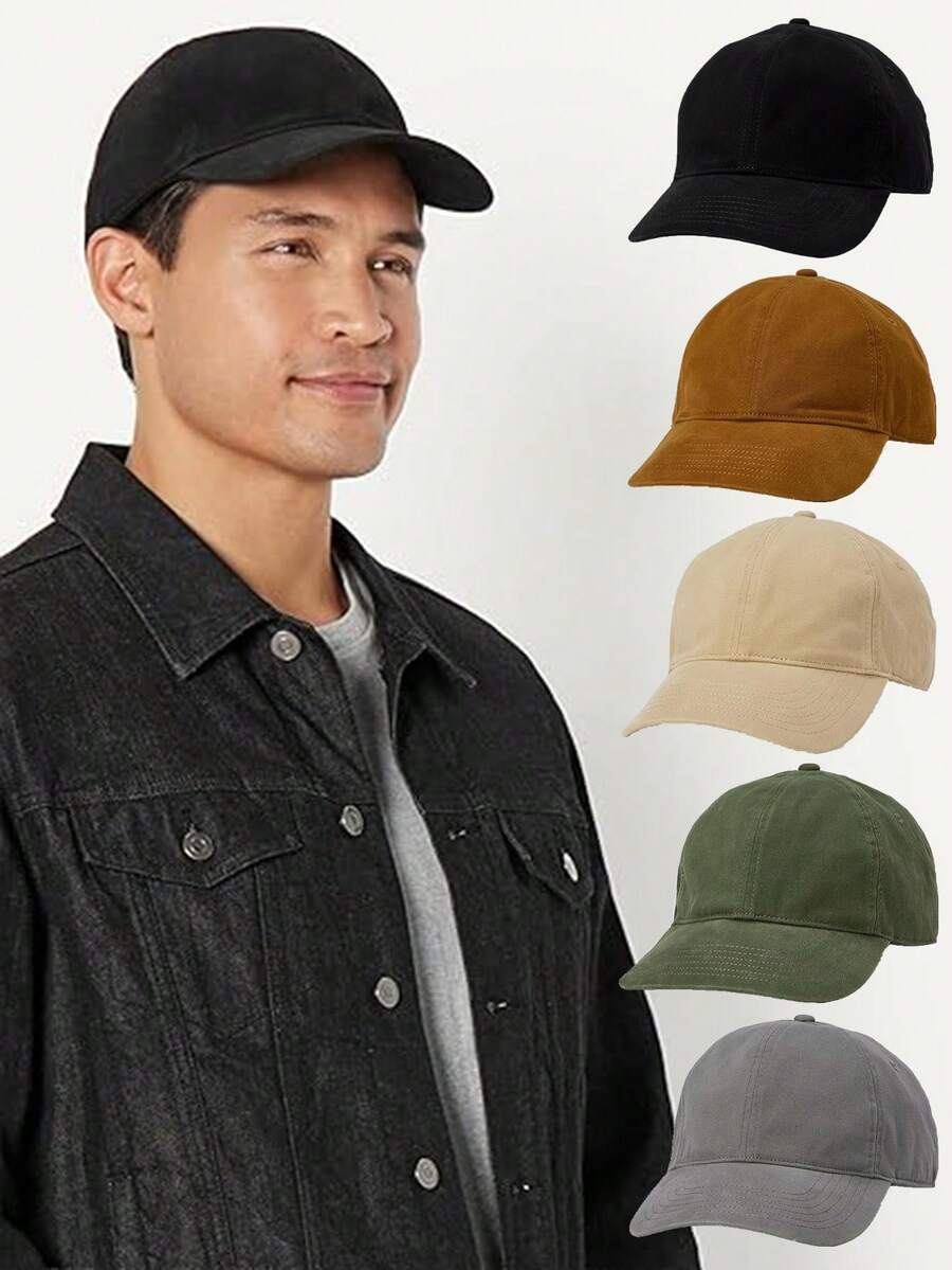 1pc Soft Top Washed Baseball Cap, Unisex Plain Cotton Breathable Sun Hat - A - View 1