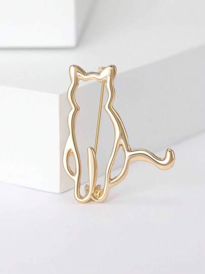 Broches de chat brillantes minimalistes - épingles animaux pour femmes, accessoires de bijoux décontractés et de fête unisexes / cadeaux pour amis, badges décoratifs