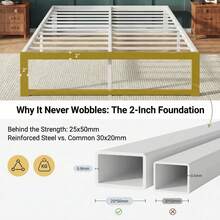Allewie Twin/Ful/Queen/King Size Bed Frame, 14 Inch Metal Platform Bed Frame With 4000LBS Heavy Duty Steel Slats Support, Noise Free, Easy Assembly, No Box Spring Needed, White - trắng - Xem 2