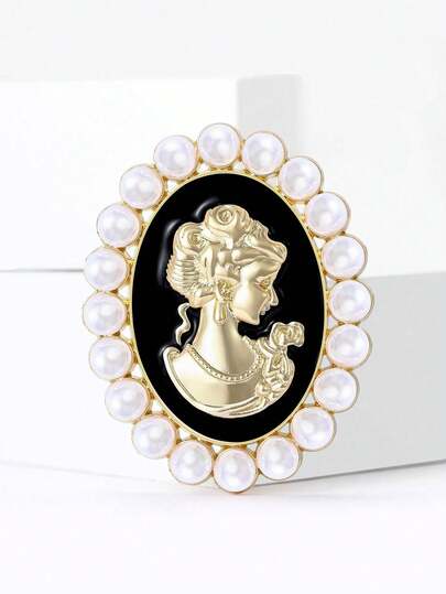 Broches de cabeza de perla vintage - Alfileres con figura para mujeres y unisex, accesorios de joyería casual para fiestas / Regalos para amigos, insignias y decoración