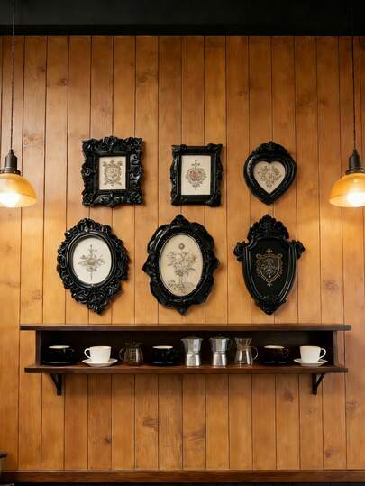 Black Carved Decorative Photo Frame, Retro Luxury Decor Frame For Nail Art, Jewelry, Necklace, Decorative Items, Jewelry Photography Background Accessories/Decorative Wall Art/Decorative Frame