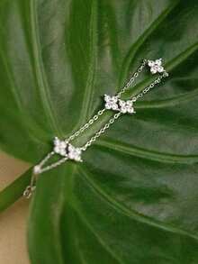 Bohemian 18k Golden-Plated Fashionable New Mini Flower Pendant Bracelet Chain Suitable For Women's High-End Jewelry Gifts Luxurious Daily Matching - Silver - View 4