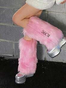 Women's Fluffy Leg Warmers - Soft & Plush Boot Covers Winter, Halloween And Santa Claus Costumes - 粉色 - 查看 10