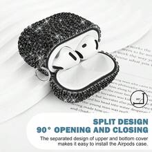 1个黑色玻璃水钻耳机保护套，兼容苹果 1/2/3/4代，PC硬壳耳机套，防震水钻保护壳，兼容 Pro/Pro 2，创意设计，适用于新款Pro 3 - 黑色 - 查看 3