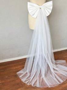 Faja de cintura con gran lazo desmontable de satén y tul, adecuada para vestido de novia, sesión de fotos nupciales, fiesta, vestido de gala, disfraz, disponible en blanco, rosa, negro - Multicolor - Ver 14
