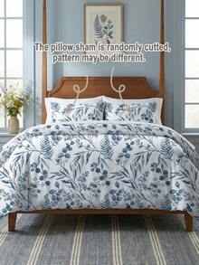 2件/3件套蓝色水彩树枝树叶印花被套组(1个被套+2个枕套,不含被芯),适合房间装饰和日常使用,采用聚酯纤维制成,柔软亲肤,适用于主卧、客房、次卧,四季皆宜,时尚印花,套装组合,卧室升级,家居翻新,设计感十足。 - 彩色 - 查看 6