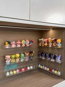 1pc Transparent Display Shelf, Wall Mounted Storage Box, Thickened PS Acrylic Figurine Doll Showcase Cabinet, Multi-Functional Storage & Display Rack - View 1