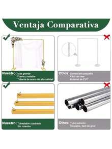 Kit Arco de Globos Cuadrados con Base Rellenable, Soporte Metálico para Fiestas, Bodas y Cumpleaños - Ver 6