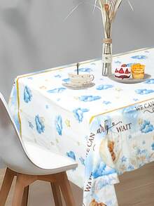 1件泰迪熊图案桌布，小熊主题派对桌布，男孩生日派对装饰桌布，婴儿派对桌旗，男孩生日装饰桌旗，节日派对桌裙，婴儿派对装饰，婚礼派对装饰，房间装饰，家居装饰，厨房用品，户外露营野餐一次性用品，生日礼物，派对礼品 - 小熊 - 查看 6