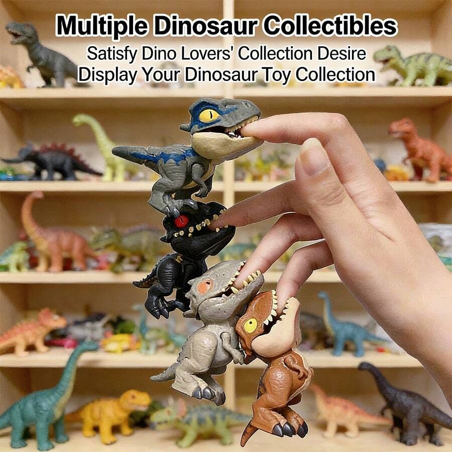 Mini Finger Biting Dinosaur Toys, Cute Q Version Dinosaur Action Figures With Joints, Interactive Dinosaur Toy Set Suitable For Children, Collectible Jurassic Dinosaur Model, Perfect As Party Favors, Birthday Gifts And Desktop Decor, Multiple Styles Available (Random Or Set)