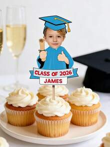 1/10/25/50/100/150pcs Personalized Photo Cake Toppers – Custom Graduates Faces, Customized Graduation Season Photo Ornament, Graduation Commemorative Gift For Her/Him, Fun Custom Toothpick Cupcake Toppers, Graduation Decorations, Unique Party Supplies For Graduation,Weddings, Family Gatherings, And Special Occasions, Warm Gifts For Graduates,Customized Graduation Season Photo Ornament, For Valentine's Day,For Mother's Day,For Birthdays,For Children's Day,For Father's Day,For Graduatio - Multicolor - View 7