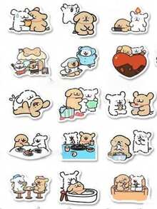 216张可爱卡通狗狗日常关系贴纸，创意个性化笔记本DIY贴纸 - 彩色 - 查看 8