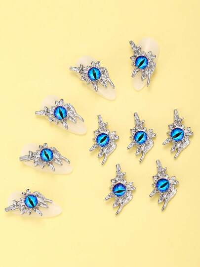 10件复古眼球美甲装饰品，哥特金属美甲饰品，奢华美甲贴纸，DIY美甲配件，女士/女孩金属美甲用品，美甲宝石