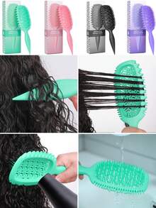 Hair brushes-EU+UK 尖柄通风发梳，适用于干湿两用，可轻松梳理卷发和波浪发，气流设计，适合分区和日常造型。 - 彩色 - 查看 3