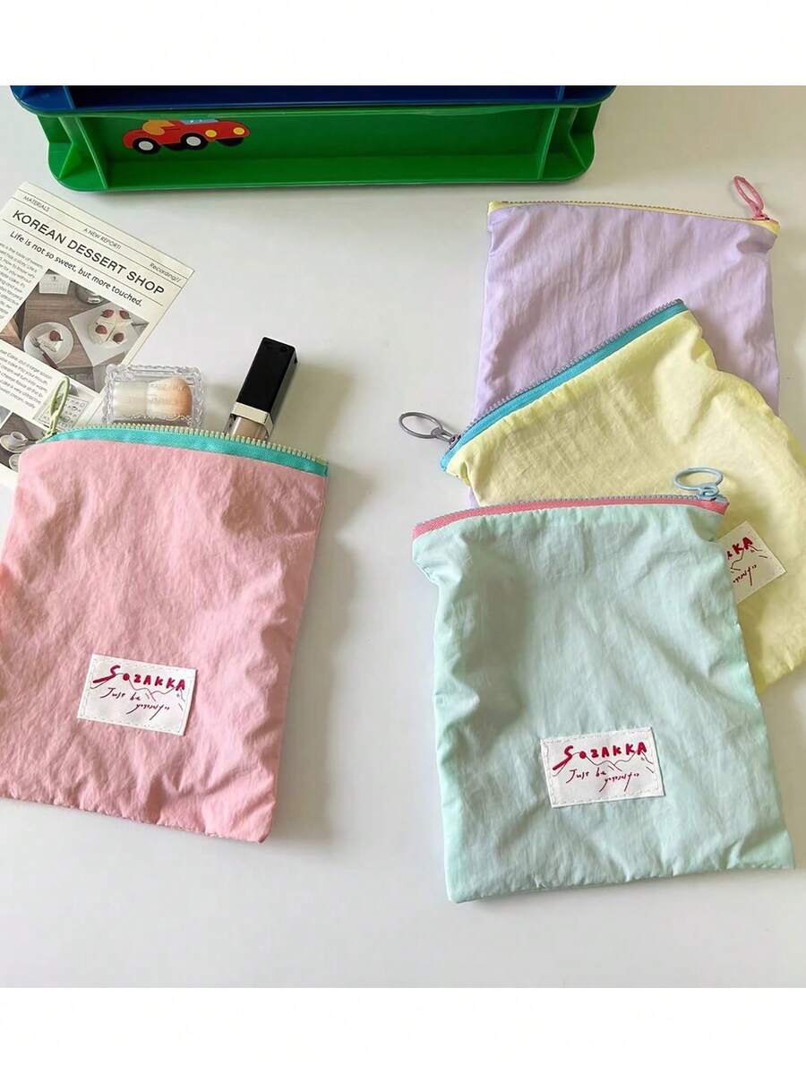 1个可爱柔软彩色尼龙迷你化妆包 - 轻便防水收纳袋,适合女性和女孩,方便旅行、通勤和上学携带,是生日和情人节的可爱礼物,可用作化妆包、洗漱包、化妆品收纳包,也是耐用的母亲节礼物,日常必需品,送给母亲的礼物 - 彩色 - 查看 1