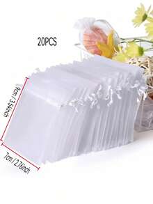 5/10/20/50/100 chiếc Túi vải organza nhiều màu, Túi đựng quà, Túi quà tặng, Đồ dùng gia đình, Túi đựng đồ bằng nylon, Đồ dùng tiệc tùng ngày lễ, Đồ dùng đám cưới, Bao bì trang trí quà tặng, Túi đựng đồ làm bánh, Bao bì phụ kiện trang sức, Túi dây rút quà tặng, Túi đựng trang sức quà tặng sinh nhật - Trắng - Xem 35