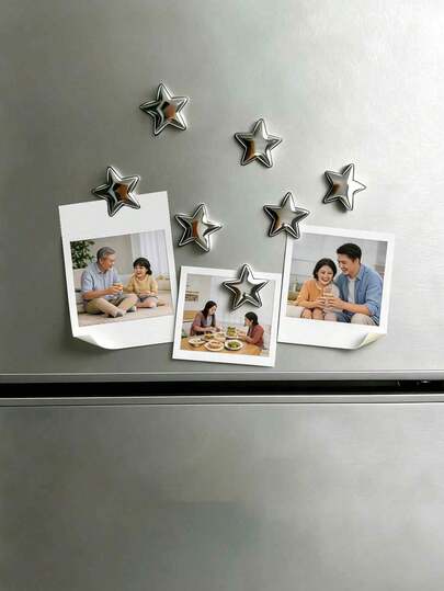 Imanes de refrigerador con forma de estrella plateada - Imanes de refrigerador adorables adecuados para refrigerador, oficina y decoración del hogar, diseño vibrante, decoración de cocina y oficina, imanes de refrigerador, decoración de refrigerador, imanes decorativos, patrón de estrella