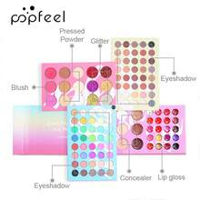 POPFEEL 121色彩妆盘,包含唇膏、眼影、修容、遮瑕四合一多功能彩妆套装,适合初学者 - 金色 - 查看 3