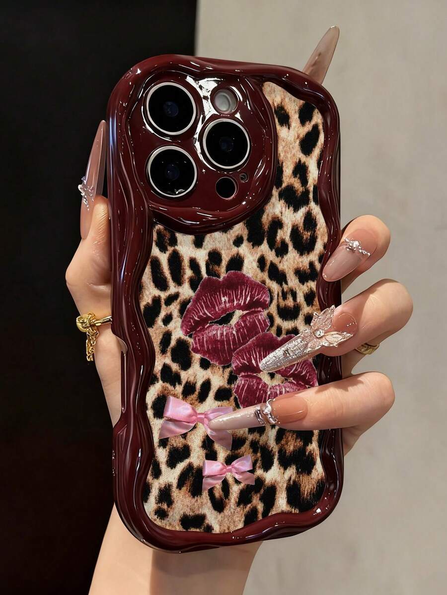 Cheetah,Leopard Print Leopard Print Lip Painted Soft Phone Case Compatible With Iphone 17/17 Pro Max/ 16/16 Pro/16 Pro Max/15/XR/7P 8P/P12 Pro Max/P13 Pro Max/P14 Pro Max/P13/P14/P11/P12/P14, Cute & Fashionable Thick Protective Cover - Multicolor - View 1