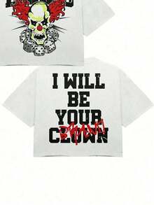 Apocalypse Sci-Fi Double-Sided Crisis&Disaster Print Oversize Short Sleeved Street Y2K Niche Style T-Shirt Top Print Y2K Crew Neck T Shirt For Women, Holiday, Vacation, Spring, Festivalsummer Clothes,Men Graphic Tees,Vintage T Shirts - 白色2 - 查看 7