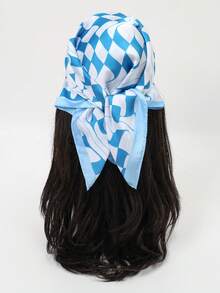 1pc Fashionable Versatile Bandana Scarf With Wavy Geometric Pattern, Headwrap - Multicolor - View 3