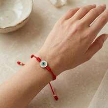 1 pièce Bracelet œil du mal minimaliste, bracelet œil du mal tressé rouge, bracelet œil maléfique réglable, bracelet rouge fait main pour femmes, convient pour le port quotidien, les festivals et les rassemblements, cadeau pour la famille, les amis, l'amant, cadeau de bénédiction, cadeau de chance, cadeau d'anniversaire, cadeau pour la maison, cadeau chrétien pour femmes - Multicolore - Voir 3