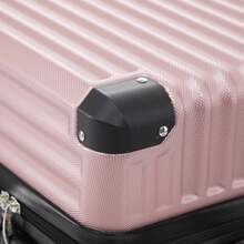 YONSLY Large Suitcase 28/24/20/16 Inches With 4 Wheels 360° Combination Lock Mesh Pocket Soft Rubber Handle Hard Shell Trolley Lightweight Suitcase - 玫瑰金 - 查看 8