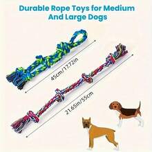 1pc Rope Knot Dog Toy, Chew Toy, Tug Of War Toy, Suitable For Medium & Large Breed Pets - Multicolor - View 3