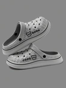 春夏EVA软底镂空拖鞋，男士户外熊纹透气一脚蹬凉鞋，休闲浴室钓鱼鞋 - 灰色 - 查看 4