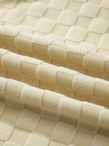 Acelitt Women's White Knitted Checkered Texture Half-Button Sleeveless Casual Wide-Leg Jumpsuit In Spring - Beige - View 10