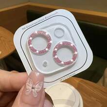 1pc Camera Lens Protector For IPhone 17/16/15/14/13/12/11 Pro Max - Lens Cover With Sparkling Rhinestone Decor, Scratch-Resistant Design, Fits All Models, Fashionable Phone Accessory - Pink - View 3