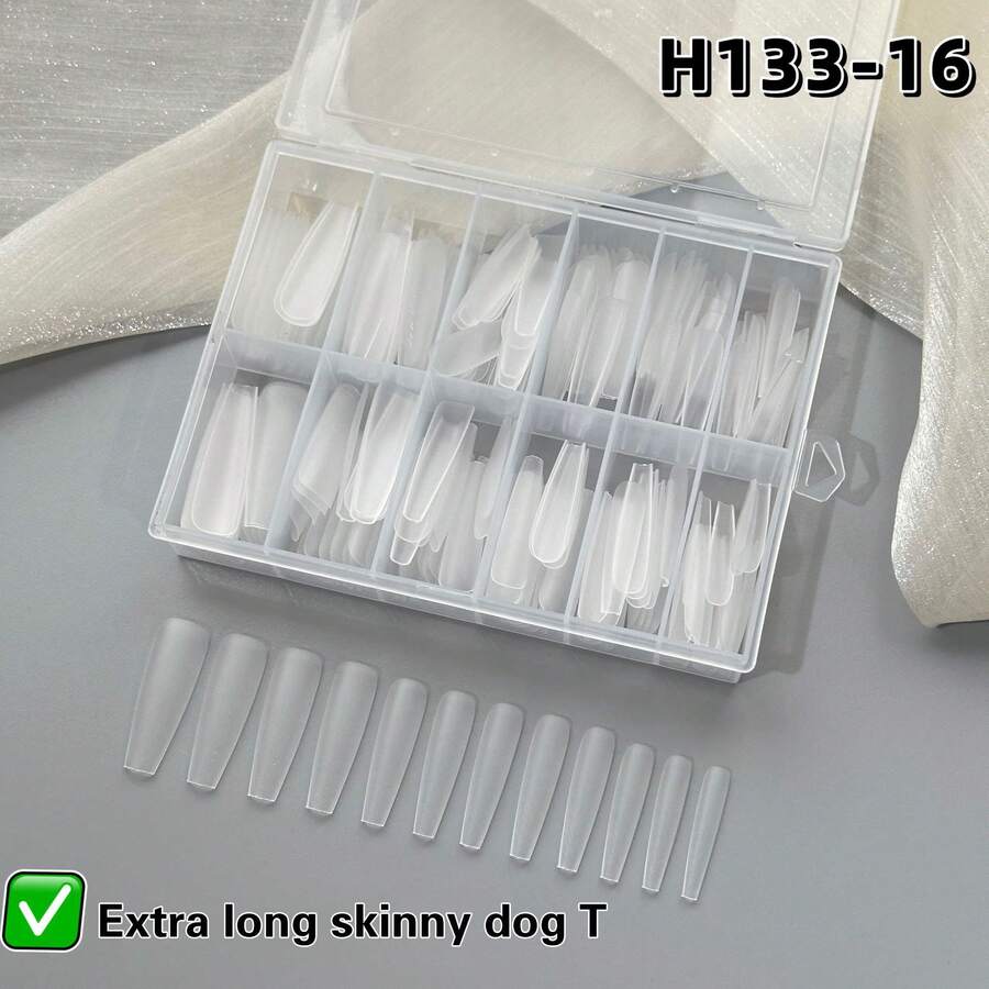 240pcs Box Oval Shaped Extra Long Blank False Nails, Daily Commute DIY Nail Art - White - View 1