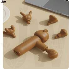 JW迷你卡通熊按摩枪，便携式手持按摩枪，配备5个按摩头和4档可调速度。可爱小巧的深层组织按摩器，支持Type-C充电。这款创意小熊按摩枪是绝佳的礼物之选——时尚实用的便携式按摩枪，适合送给家人和朋友。 - 棕色 - 查看 10