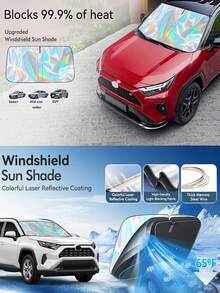 Parasol de coche plegable con diseño de borde extendido para evitar fugas de luz, bloquea eficazmente la luz solar y mantiene el interior del coche fresco. Fácil de instalar, accesorio de parasol de interior de coche ligero - A - Ver 3