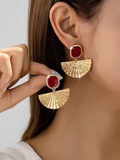 1对油滴形休闲性感百搭耳环，女士款