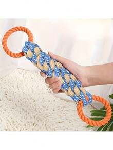 Durable Dog Tug Toy - With Dual Handles And Knots, Great For Aggressive Chewers, Cleans Teeth, Perfect For Tug-Of-War, Suitable For All Breeds (Orange/Blue) - Ideal For Puppy Chewing, Pet Dog Rope Toy, Chew Resistant, Teeth Cleaning, Interactive Training - Multicolor - View 4