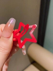 12入 Y2K 女孩紅色五角星草莓 3CM 髮夾，時尚髮飾，適合日常生活、學校與戶外活動 - 紅色 - 查看 4