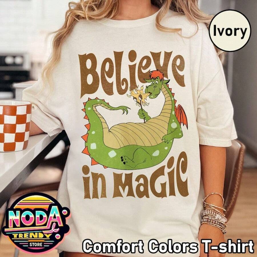 DisneyElliott The Dragon Believe In Magic Shirt, DisneyPete'S Dragon T-Shirt, Walt DisneyWorld, D - 白色 - 查看 1
