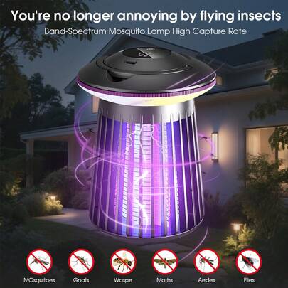 Rechargeable Electric Mosquito Killer, Effective Mosquito, Fly, Moth, Fruit Fly Zapper Lamp With Hook, Suitable For Bedroom, Room, Living Room, Kitchen, Garden, Patio, Anti-Mosquito & Insect Essential