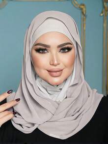 1件装女士纯色简约百搭穆斯林速戴头巾,套头式设计,方便快捷佩戴,纯色简约休闲优雅经典百搭,内置雪纺围巾,柔软雪纺面料,舒适透气,适合日常佩戴。 - instant hijab - 查看 23