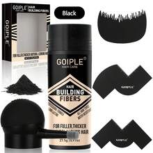 GOIPLE Professional Hair Building Fibers & Styling Kit – 3 - In - 1 Formula For Instantly Fuller, Thicker Hair & Beard – Natural - Looking Hair Loss Concealer, Complete Pump Applicator Tools Set – Ideal For Thinning Hair, Bald Spots, Hairline Enhancement & Quick Volumizing Styling - 黑色 - 查看 1