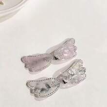 2pcs Rhinestone Angel Wings Design Hair Clips, Elegant Acetate Duck Bill Hair Accessories, Luxury Bangs Clips - Multicolor - View 3