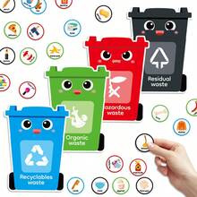 hoojojo 44 pièces Kit de tri des déchets en feutre, thème, accessoires interactifs pour la classe, apprentissage du vocabulaire anglais, aide pédagogique créative pour les poubelles, convient pour la maison, l'éducation, les jeux en classe, nouvelle arrivée pour la rentrée scolaire - Multicolore - Voir 5